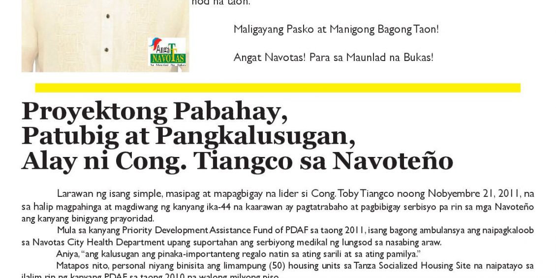 Navotas City Mayo Toby Tiangco